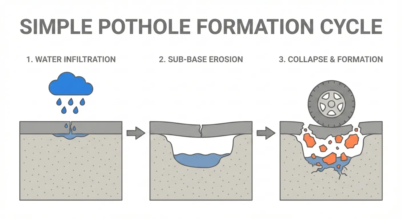 Simple Pothole Formation Cycle